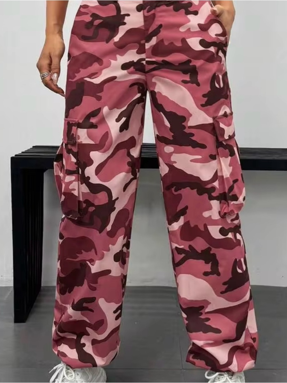 Fashion Nova Pink Camo Wide-Leg Cargo Pants
